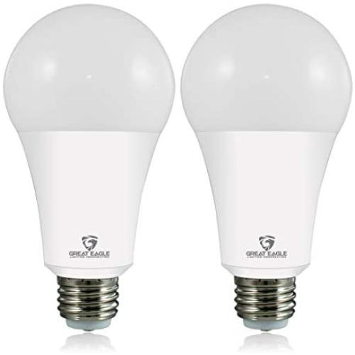 Great Eagle 50/100/150W Equivalent 3-Way A21 LED Light Bulb 2700K Warm White Color (2-Pack)