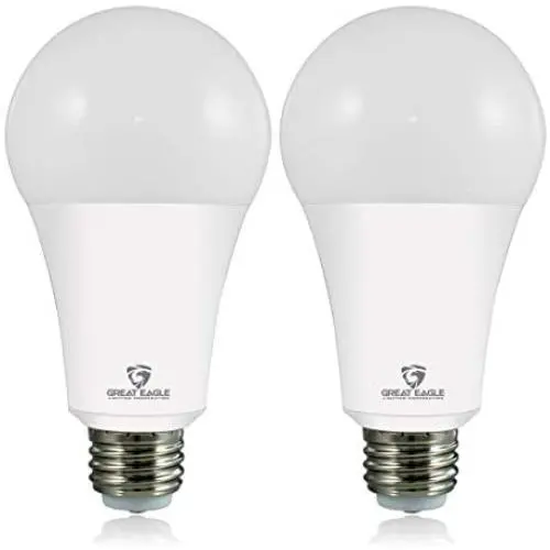 Great Eagle 50/100/150W Equivalent 3-Way A21 LED Light Bulb 5000K Daylight Color (2-Pack)