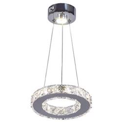 Modern Crystal Round Ring Chandelier Lighting LED Pendant Light Fixtures Adjustable Stainless Steel Ceiling Hanging Lamp for Living Room Dining Room Kitchen Island Hallway(Changeable )