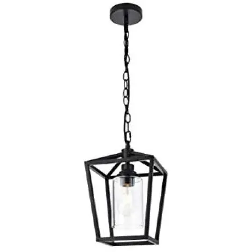 NILOAH Modern Industrial Pendant Light - Hanging Pendant Light Fixtures with Clear Glass, Black Ceiling Farmhouse Chandelier Light Fixture Suitable for Kitchen Island, Living Room and Corridor