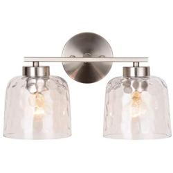 Alice House 14.6'' Vanity Lights with Hammered Glass, 2 Light Wall Lighting, Brushed Nickel Bathroom Lights Over Mirror, Bathroom Lighting AL6091-W2SN