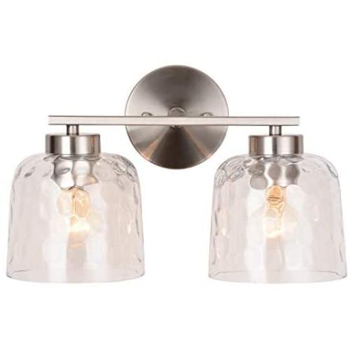 Alice House 14.6'' Vanity Lights with Hammered Glass, 2 Light Wall Lighting, Brushed Nickel Bathroom Lights Over Mirror, Bathroom Lighting AL6091-W2SN