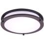 OSTWIN 12 Inch LED Flush Mount Ceiling Light, Dimmable Round Light Fixture, Oil Rubbed Bronze Finish, Plastic Shade, 15 Watts (100W Eq.), 1050 Lm, 4000K (Bright Light), ETL and Energy Star Listed