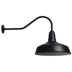 The Gardena Gooseneck Barn Light | Standard Warehouse Steel Dome on a Gooseneck | Barn Lighting and Farmhouse Lighting | Made in America (23'' Gooseneck, Matte Black)