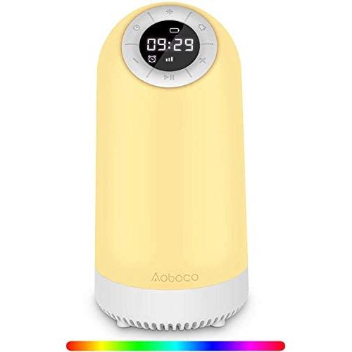 Aoboco Bluetooth Speaker Night Light, Touch Control Bedside Lamp Alarm Clock Timer, Wireless Speaker, 3-Level Warm Lights&14 Colors LED Table Lamp, Best Gift for Adult, Teens, Kids, Boys and Girls