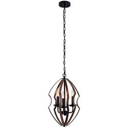 Aipsun Rustic Pendant Light 3 Light Farmhouse Chandelier 18.11'' Wood Texture Metal Ceiling Hanging Light Fixture for Indoor Kitchen Island Dining Living Room