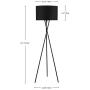 Ambiore Lisboa Tripod Floor Lamp - 62 inch Morden for Living Room Office - Metal Tripod with Black TC Fabric Shade