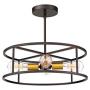 Harriet Vintage Semi Flush Mount Ceiling Light Fixture, Drum Shade Hanging Pendant Lighting with Antique Brass Accents, Oil Rubbed Bronze and Brass Finish 4-Light, HPCL01ORB