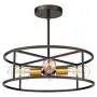 Harriet Vintage Semi Flush Mount Ceiling Light Fixture, Drum Shade Hanging Pendant Lighting with Antique Brass Accents, Oil Rubbed Bronze and Brass Finish 4-Light, HPCL01ORB