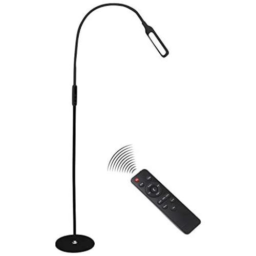 Floor Lamp, Floor LED Lamp/LED Light Lamp/Remote Control & Touch/Adjustable Flexible Gooseneck/by Syrinx (Black)