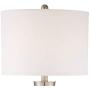 Geoff Modern Table Lamps Set of 2 with Hotel Style USB Charging Port Brushed Steel White Drum Shade for Living Room Family Bedroom - 360 Lighting
