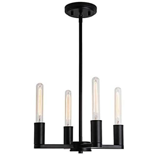 Modern Kitchen Island Light, 4 Lights Industrial Metal Pendant Light Fixtures Black Farmhouse Adjustable Rods Ceiling Hanging Chandelier for Kitchen Island Dining Room Living Room, by Toupus