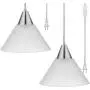 DEWENWILS Plug in Pendant Light, Hanging Light with 15ft Clear Cord, On/Off Switch, Frosted Plastic White Shade, Hanging Ceiling Light for Living Room, Bedroom, Dining Hall, Pack of 2
