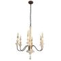 RC 6-Light Farmhouse Chandelier Retro Wood Chandelier Apply to ,Dining Room,Kitchen Island, Restaurant,Candle,Dining Room,Foyer