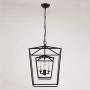 Decomust 17'' Lantern Pendant Light Industrial Vintage Lantern Iron Cage Hanging with 3-Light, Chandelier for Traditional Dining Room Bar Cafe (Black)