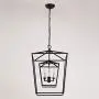 Decomust 17'' Lantern Pendant Light Industrial Vintage Lantern Iron Cage Hanging with 3-Light, Chandelier for Traditional Dining Room Bar Cafe (Black)