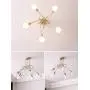 Ganeed Modern Chandelier, Mid-Century 5 Lights Gold Sputnik Pendant Lighting,Industrial Brushed Nickel Ceiling Light Fixture for Kitchen Dining Room Living Room,Gold