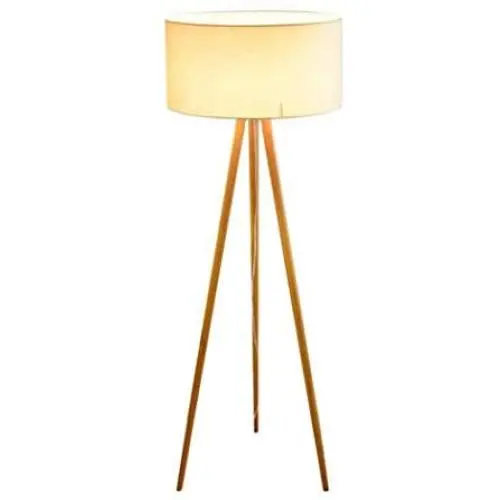 Tripod Floor Lamp Modern Wooden Floor Lights Cloth Shade Reading Standing Light for Living Room Bedroom Office, E27-1 Lights,110v,220v (Color : White)