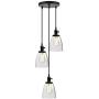 Phansthy Industrial Pendant Ceiling Light Black Finished Chandeliers Light with 5.7 Inches Oval Glass Shade