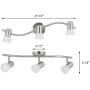 XiNBEi Lighting Track Lighting, 3 Light Wave Track Light with Glass Modern Ceiling Light Bar Brushed Nickel for Kitchen & Dining Room XB-TR1238-3-BN