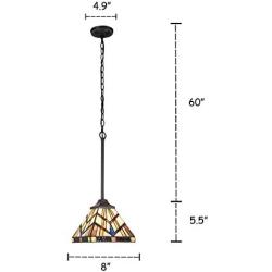 Capulina Tiffany Style Kitchen Lighting, 1-Light Stained Glass Lighting Fixtures, 8 inch Wide Lampshade Mini Pendant Light, Mission Style Kitchen Island Lighting, Tiffany Hanging Pendant Light