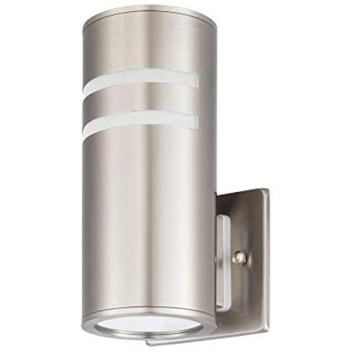 TengXin Outdoor Wall Sconce, Cylinder Wall Light with Stainless Steel 304 and Toughened Glass, Waterproof,E27,8.7'' Height,UL Listed. (Silver, 8.7'' Height)