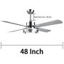 48 Inch Modern Ceiling Fan Stainless Steel 5 Blades Chandelier Remote Control LED Pendant Light for Bedroom Dining Room Indoor Mute Energy Saving Electric Fan 48 Inch Modern Ceiling Fan Stainless Steel 5 Blades Chandelier Remote Control LED Pendant Light for Bedroom Dining Room Indoor Mute Energy Saving Electric Fan