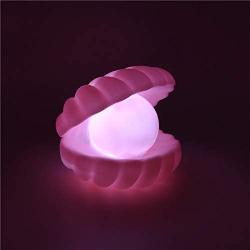 Shell Pearl Night Light Bedside Night Lamp Bedroom Light Clamshell Mist Night Lights Streamer Mermaid Fairy Shell Night Lamp for Christmas Gift Decoration MODOAO (Pink)