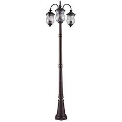 NOMA Outdoor Street Light | Waterproof Outdoor Lamp Post Light with Triple-Head Design for Backyard, Patio, Garden, Walkway or Décor | Oil Rubbed Bronze Light Pole with Clear Glass Panels, 3-Headed