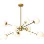 BOKT Mid Century Modern Chandelier 6 Lights Magic Bean Molecular Chandelier Globe Chandeliers Light Fixture for Living Room Restaurant Kitchen Island E26 Base (Gold, 8 Lights)