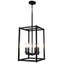 Sivilynus 4 Lights Chandeliers Black Foyer Lighting Farmhouse Pendant Light Fixture Industrial Style Lighting Mid Century Ceiling Light Fixture for Entryway,Hallway and Dining Room Foyer