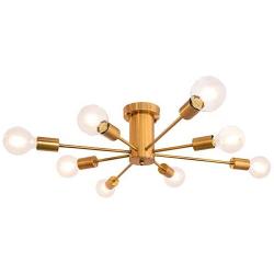 PUMING 8 Lights Gold Modern Sputnik Chandeliers Semi-Flush Ceiling Light Fixture for Living Room Bedroom Bathroom Kitchen Cottage Lighting