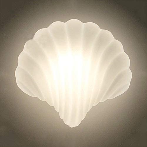 LITFAD Milk Glass Shell Shaped Wall Light One Light Modern Style LED Sconce Light Wall Lamp in White for Dining Room Bedroom Corridor Stairway
