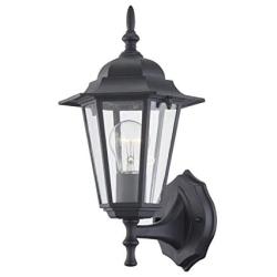 Gruenlich Outdoor Wall Lantern, Wall Sconce as Porch Lighting Fixture with One E26 Medium Base, Metal Housing Plus Glass, ETL Rated, Bulb Not Included (Black Finish)