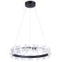 Maxax Crystal Chandelier 1 Ring Flower LED Pendant Ceiling Light for Dining Room, Living Room(White)