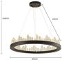 TFCFL Modern LED Crystal Chandelier, 1-Ring Contemporary Pendant Light Warm White Light Adjustable Chain Ceiling Hanging Lights Fixtures for Bedroom Dining Room Living Room (Black)