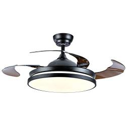 YEELED Light 42'' Invisible Reversible Ceiling Fans with Remote Control 3 Light/6 Fan Speeds Ceiling Fan Chandelier for Living Room Bedroom Dining Room Fan Light (Black-01)