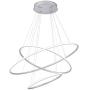 Royal Pearl Modern 3-Rings LED Chandelier Dimmable Contemporary LED Pendant Light for Dinning Room, Living Room, 93W 6510LM Warm White 3000K, Silver