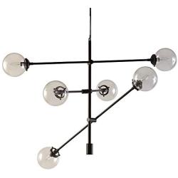 Ink+Ivy II150-0010, Cyrus Six-Light Modern Chandeliers - Height Adjustable, Plated Finish, Glass Sphere Shades Pendant Sputnik Ligthing Lamp, Dining Room Lighting Fixtures, LED Compatible, Bronze