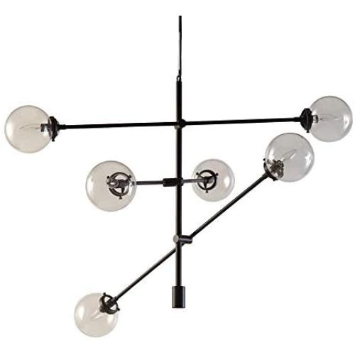Ink+Ivy II150-0010, Cyrus Six-Light Modern Chandeliers - Height Adjustable, Plated Finish, Glass Sphere Shades Pendant Sputnik Ligthing Lamp, Dining Room Lighting Fixtures, LED Compatible, Bronze