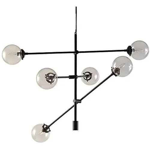 Ink+Ivy II150-0010, Cyrus Six-Light Modern Chandeliers - Height Adjustable, Plated Finish, Glass Sphere Shades Pendant Sputnik Ligthing Lamp, Dining Room Lighting Fixtures, LED Compatible, Bronze