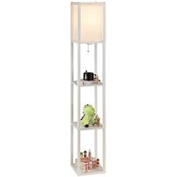 CO-Z Floor Lamp, Etagere Lamp with Shelves, Standing Lamp with 3 Wood Display Storage Shelves for Bedroom Bedside Corner Living Room, Simple Modern Floor Lights with LED Bulb