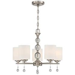 Doraimi Lighting Classic Industrial 5 Light Contemporary K9 Crystal Chandeliers Brushed Nickel Modern Light for Dining Room Living Room Corridor