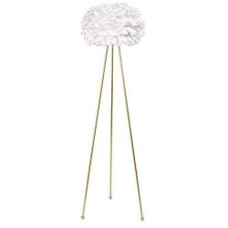 Maxax Tripod Floor Lamp – Feather Floor lamp with White Feather Shade, Modern Standing Light with Gold Finish for Bedrooms/Living Room/Dining Room/Kitchen