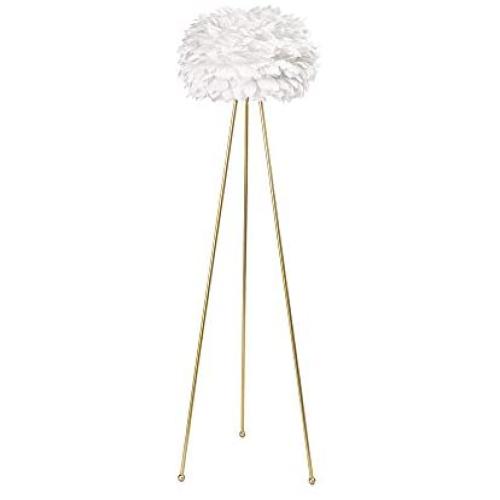 Maxax Tripod Floor Lamp – Feather Floor lamp with White Feather Shade, Modern Standing Light with Gold Finish for Bedrooms/Living Room/Dining Room/Kitchen