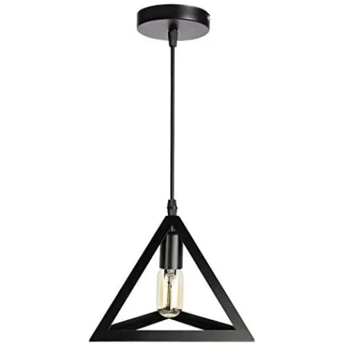 EEEKit Industrial Pendant Light Fixture, Black Cage Pendant Lights, E26 Base Farmhouse Fixture for Kitchen Island Dining Room Table Foyer Entryway Hallway