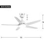 Indoor Ceiling Fan Light Fixtures - FINXIN White Remote LED 52 Ceiling Fans For Bedroom,Living Room,Dining Room Including Motor,5-Blades,Remote Switch (5-Blades)