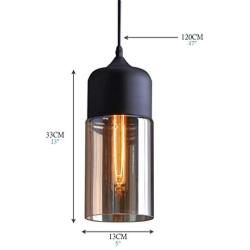 NAANN Black Pendant Lamp, Modern Mini Pendant Light, Smoked Glass Cylinder Shade Retro Industrial Hanging Lighting Fixture for Kitchen Island Dining Room Shop E26 Base