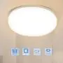 CANMEIJIA LED Flush Mount Ceiling Light Fixture 8.6 inch 110V Waterproof IP44 Warm White 3000K 50W Round Ceiling Lamp for Porch/Stairwell/Living Room/Bathroom Lighting