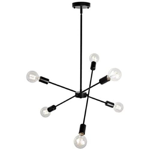 Sputnik Chandelier Black Pendant Lighting, 6 Lights Industrial Vintage Hanging Dining Room Light for Kitchen Hallway Dining Room Living Room Sputnik Chandelier Black Pendant Lighting, 6 Lights Industrial Vintage Hanging Dining Room Light for Kitchen Hallway Dining Room Living Room